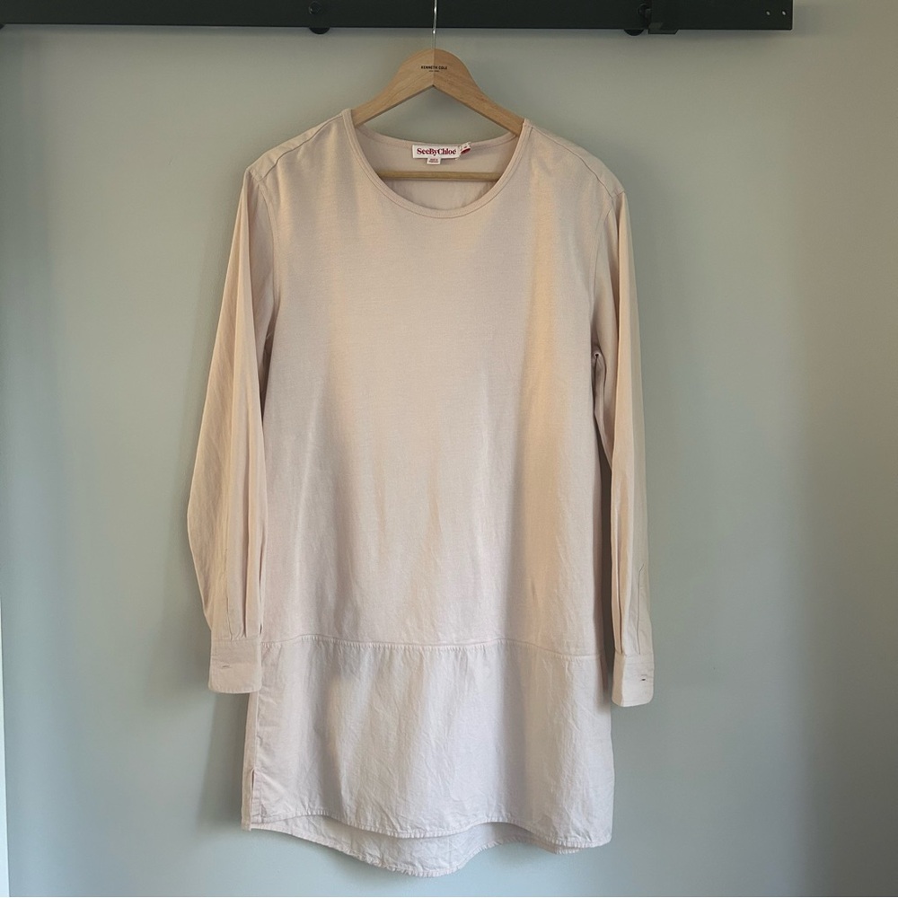 See By Chloé Comfy Cotton Shirt Dress Tunic Like-New Size 10 - Picture 15 of 15